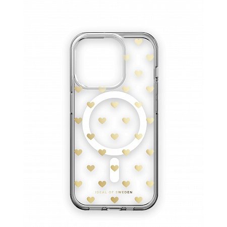 iDeal Fashion Clear Case MagSafe iPhone 15 Pro Golden Hearts
