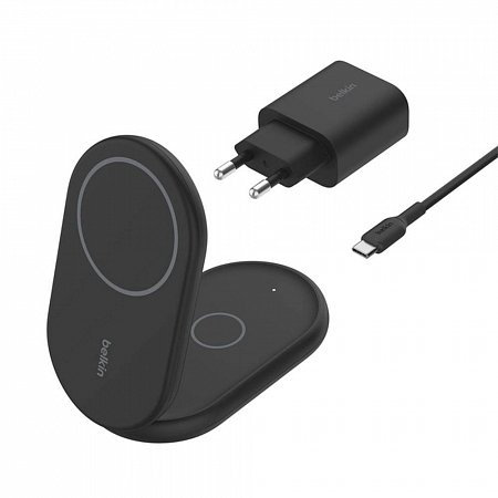 Belkin Boost Charge 2-in-1 Magnetic Foldable Wireless Charger with Qi2 15W + 36W Charger - Black