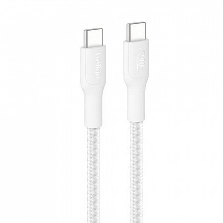 Belkin kábel Boost Charge Pro USB-C to USB-C Braided Cable 240W 3m - White