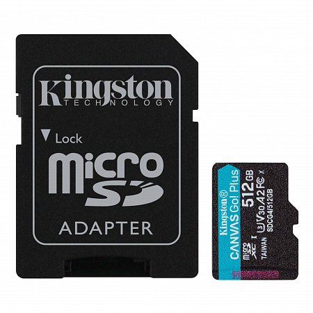 Kingston 512GB microSDXC Canvas Go Plus Gen4 200MB/s A2 U3 V30 + adaptér
