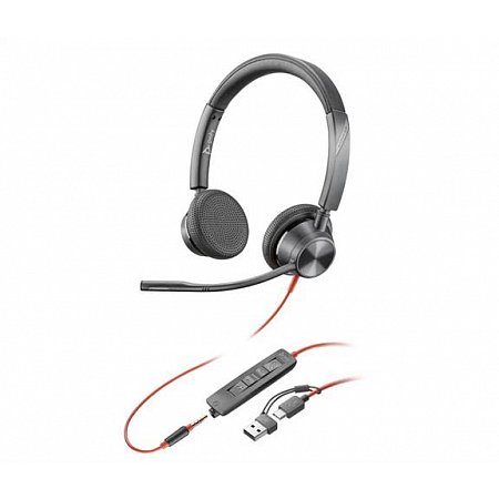 Poly Blackwire 3325 náhlavná súprava USB-C/A + 3,5 mm jack, adaptér, stereo