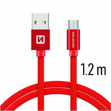 Swissten Data Cable Textile USB / Micro USB 1.2 m, red