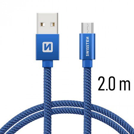 Swissten Data Cable Textile USB / Micro USB 2 m, blue