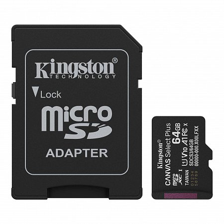 Kingston 64GB microSDXC Canvas Select Plus Gen3 100MB/s A1 Card + adaptér