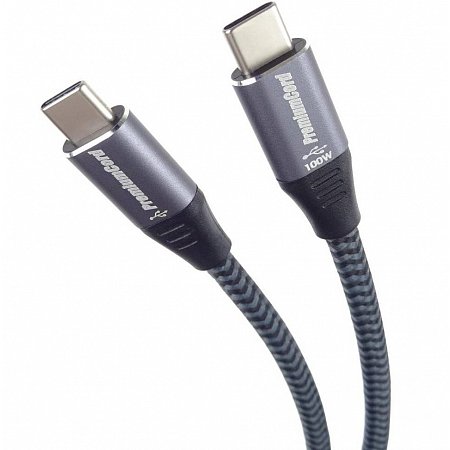 PremiumCord Kabel USB-C M/M, 100W 20V/5A 480Mbps bavlnený oplet, 2m