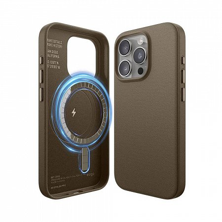 Elago kryt Leather Case Magsafe pre iPhone 15 Pro - Taupe