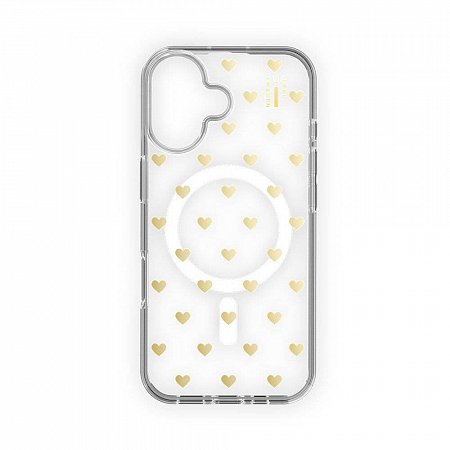 iDeal Fashion Clear Case MagSafe iPhone 16 Golden Hearts