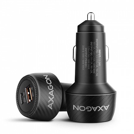 AXAGON PWC-PQ48 nabíjačka do auta 48W, USB-A+USB-C, PD3.0/PPS/QC4+/SFC/Apple