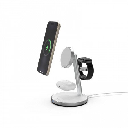 Mobile Origin Qi2 PowertStand 3-in-1 with GaN 35W adapter - White/Silver