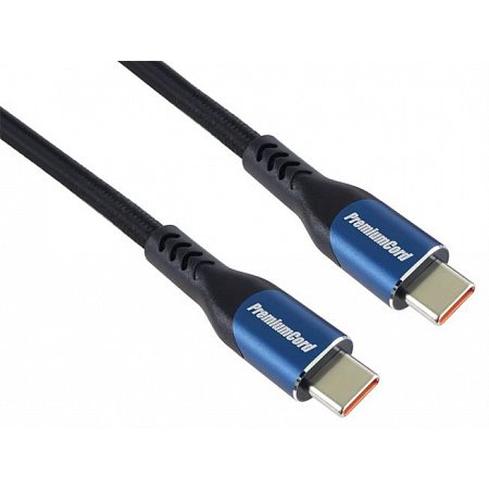 PremiumCord USB-C kábel ( USB 3.2 GEN 2x2, 5A, 100W, 20Gbit/s ) bavlnený oplet, 0.5m
