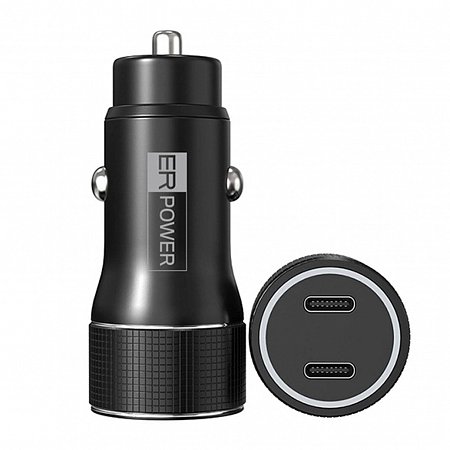 ER POWER nabíjacka do auta 40W USB-C PD+ QC 3.0 - Black