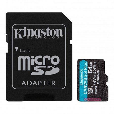 Kingston 64GB microSDXC Canvas Go Plus Gen4 200MB/s A2 U3 V30 + adaptér