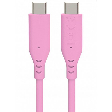 PremiumCord Silikónový kábel USB-C 60W 480Mbps ružový extra mäkký a robustný kábel dlžky 1,5m