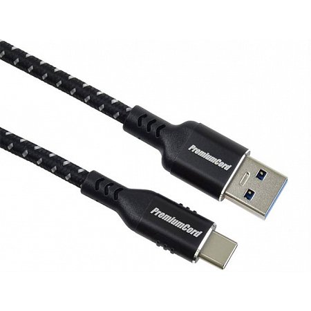 PremiumCord kábel USB-C - USB 3.0 A (USB 3.2 gen1, 3A, 5Gbit/s) bavlnený oplet a hliníkové konektory 1m