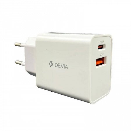 Devia sieťová nabíjačka Smart series PD&QC Quick Charger 30W - White