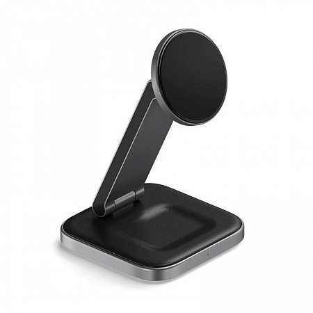 Satechi 2-in-1 Foldable Qi2 Wireless Charging Stand - Space Gray