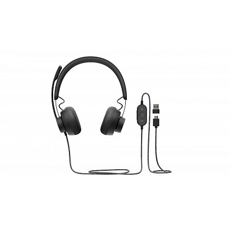 Logitech Zone Wired - slúchadlá s mikrofónom, USB - grafitové