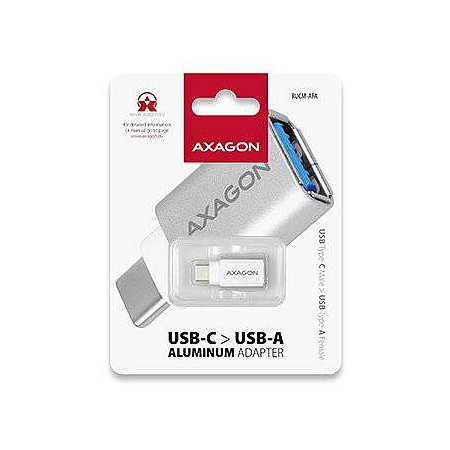 AXAGON RUCM-AFA, redukcia USB-C (M) -> USB-A (F), USB 3.2 Gen 2, 3A, ALU