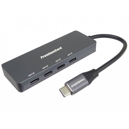 PremiumCord 5G SuperSpeed Hub USB-C na 4x USB 3.2 C Aluminum