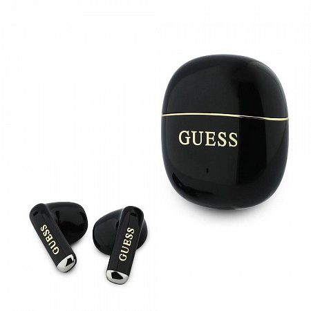 Guess Gold Line Glossy Classic Logo TWS Bezdrôtové Slúchadlá čierne